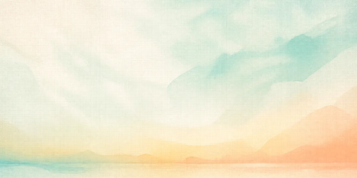 Soft aqua and warm peach abstract landscape